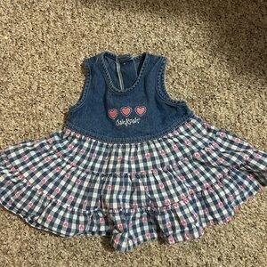 OshKosh B'gosh Blue Denim Dress with Checkered Skirt